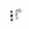 Art Nouveau Style Sapphire & Diamond Half Hoop Earrings in 9ct White Gold sold by Gemondo Jewellery