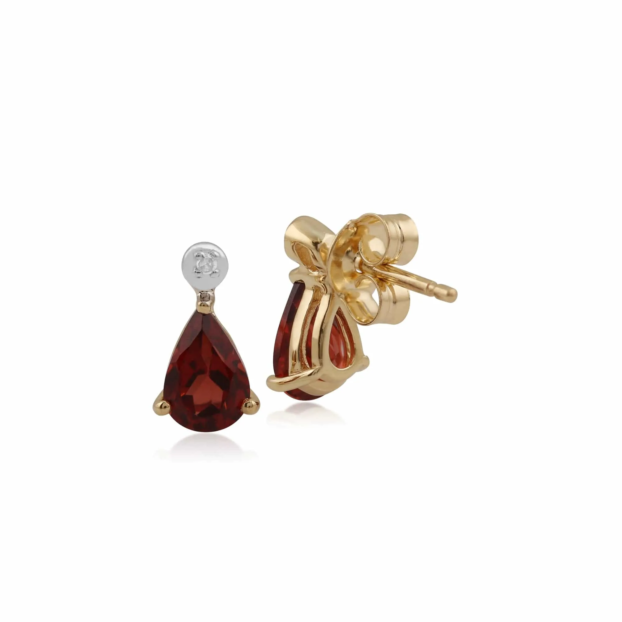 Classic Pear Garnet & Diamond Drop Earrings in 9ct Yellow Gold sold by Gemondo Jewellery product image thumbnail 2