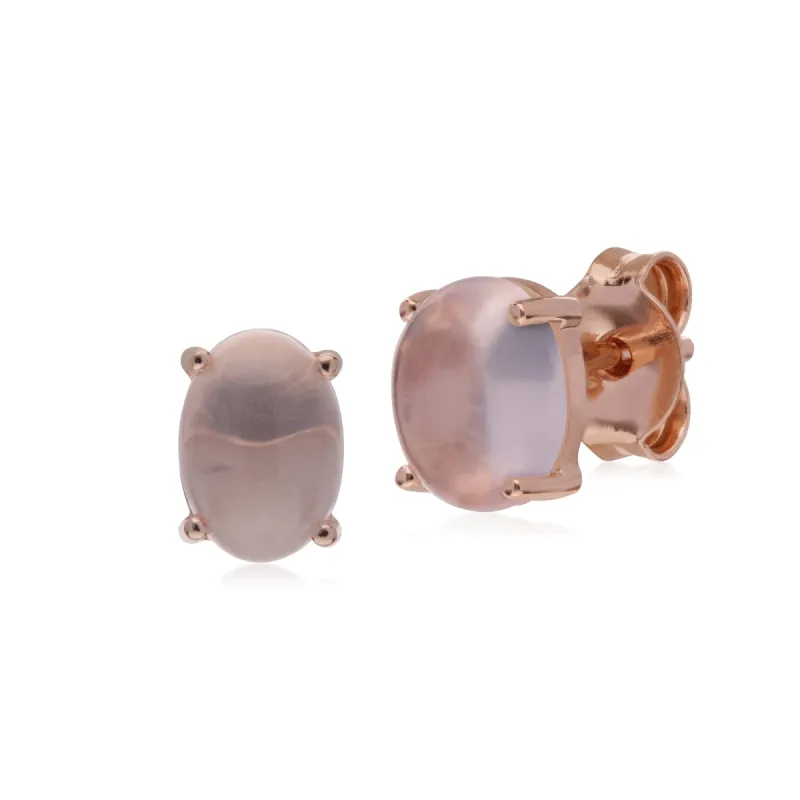 Gemondo Rose Gold Plated Sterling Silver Rose Quartz Oval Stud Earrings sold by Gemondo Jewellery