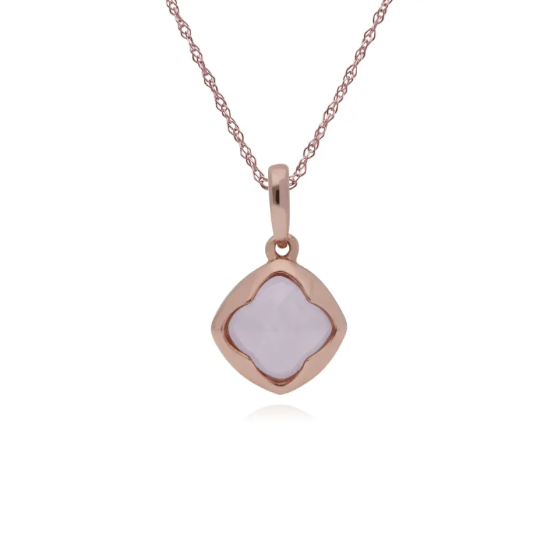 Gemondo Rose Plated Sterling Silver Cushion Rose Quartz 6mm Pendant on 45cm Chain sold by Gemondo Jewellery