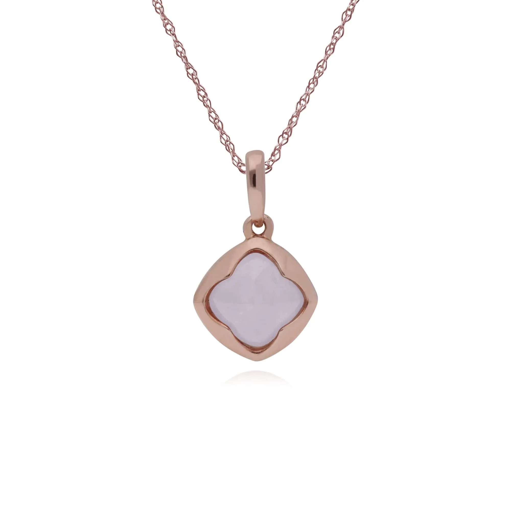 Gemondo Rose Plated Sterling Silver Cushion Rose Quartz 6mm Pendant on 45cm Chain sold by Gemondo Jewellery