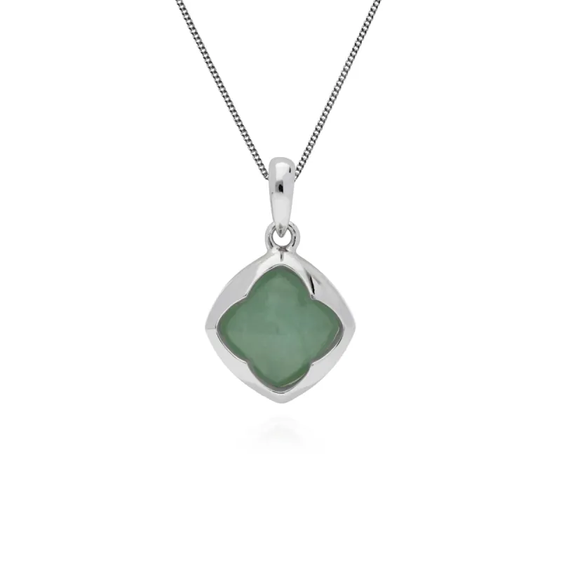 Gemondo Sterling Silver Cushion Jade Pendant on 45cm Chain sold by Gemondo Jewellery