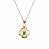 Gardenia Emerald Clover Pendant Necklace In 9ct Yellow Gold sold by Gemondo Jewellery