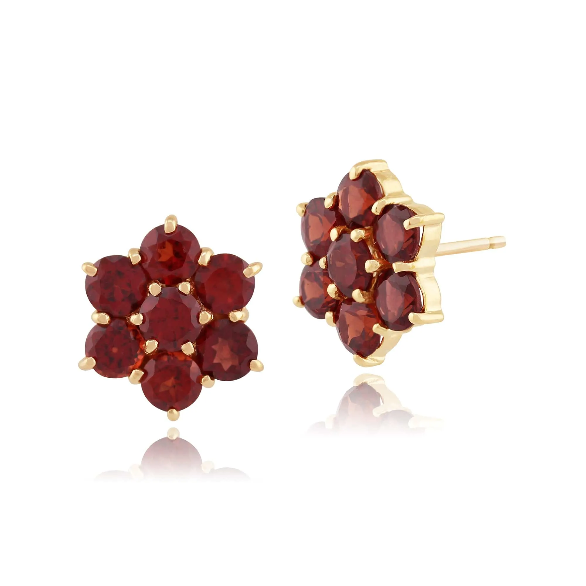 Floral Round Garnet Flower Cluster Stud Earrings & Pendant Set in 9ct Yellow Gold sold by Gemondo Jewellery product image thumbnail 4