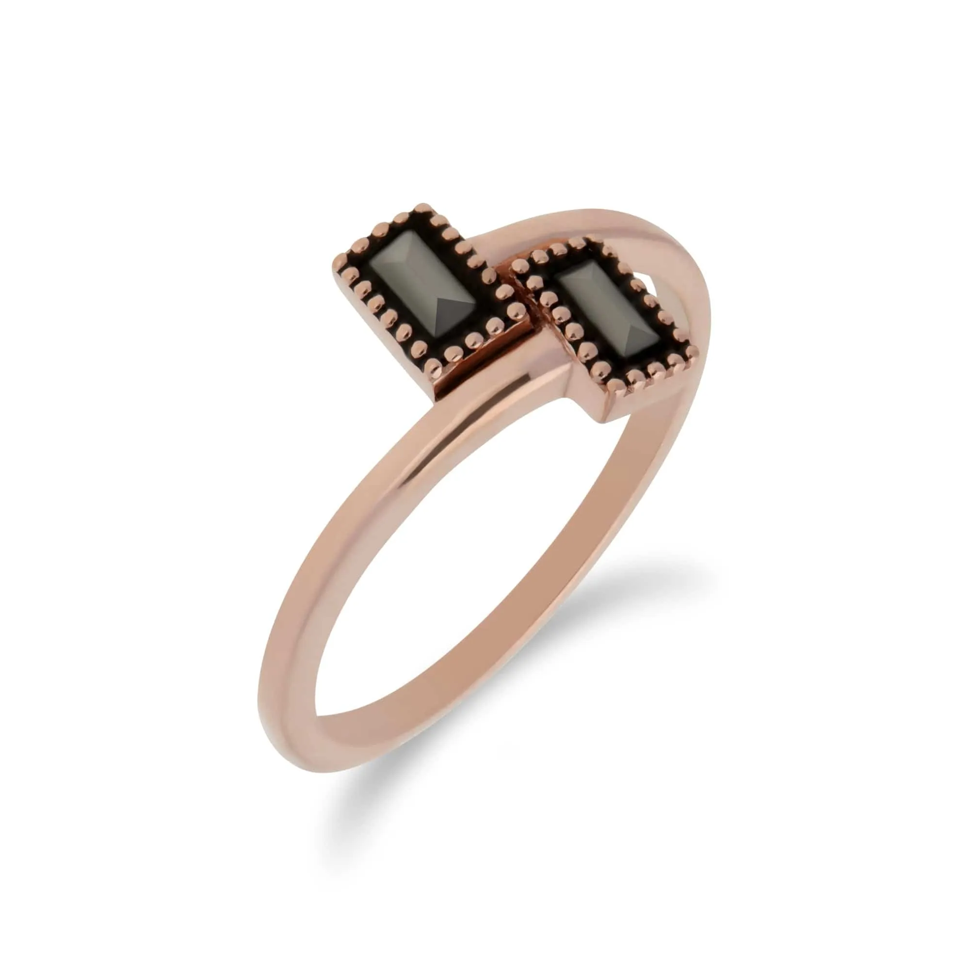 Rose Gold Plated Silver Rectangle Marcasite Wrap Ring sold by Gemondo Jewellery product image thumbnail 2