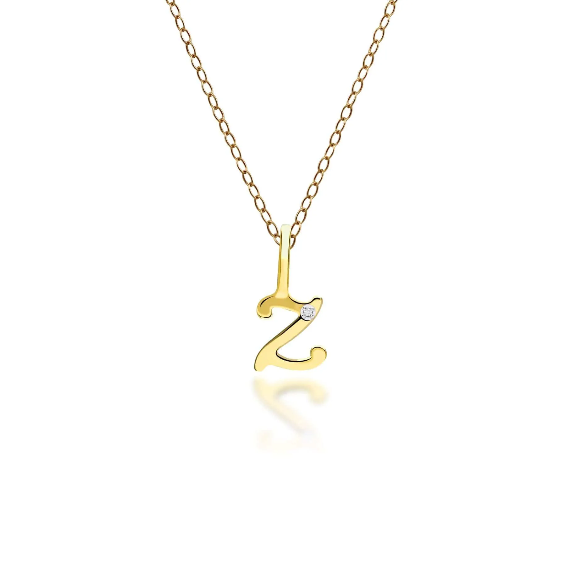 Alphabet Letter Z Diamond pendant in 9ct Yellow Gold sold by Gemondo Jewellery