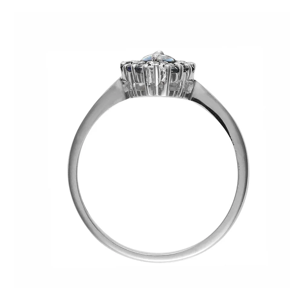 9ct White Gold 0.63ct Natural Blue Sapphire & 1.6pt Diamond Cluster Ring sold by Gemondo Jewellery product image thumbnail 3