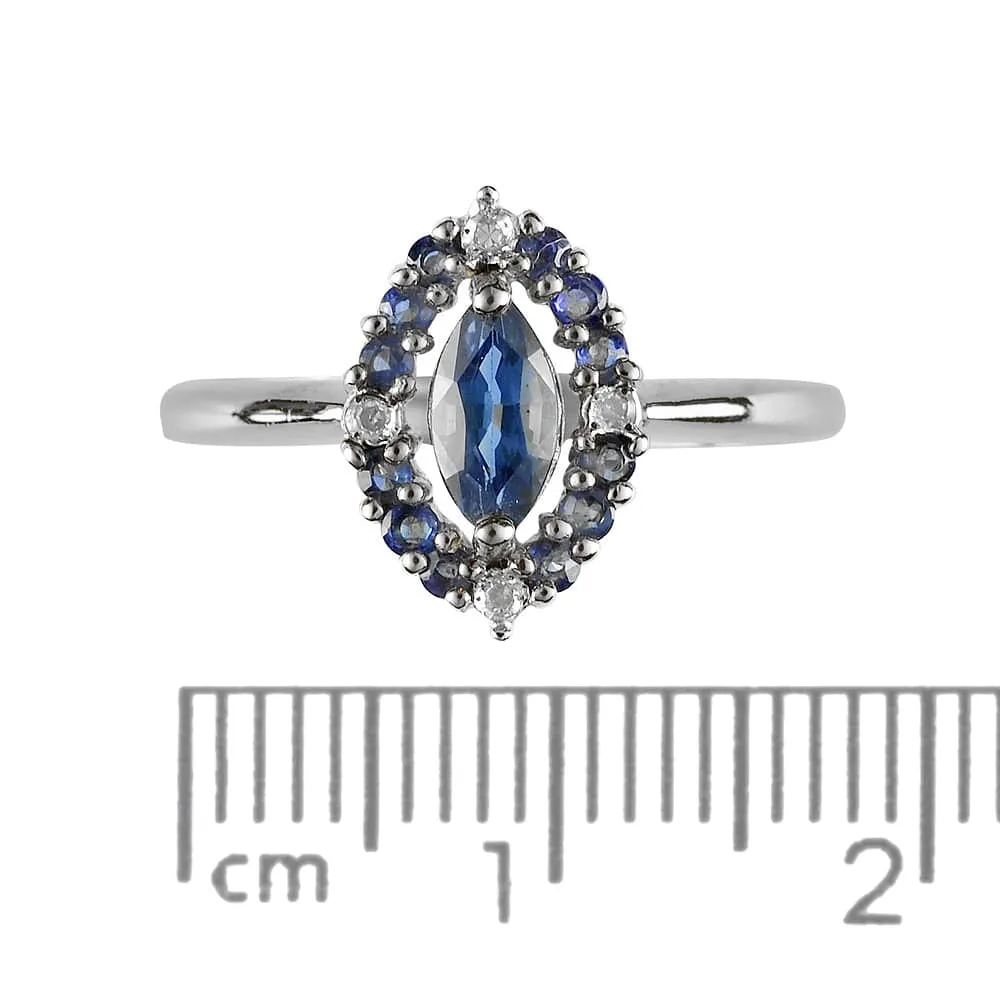 9ct White Gold 0.63ct Natural Blue Sapphire & 1.6pt Diamond Cluster Ring sold by Gemondo Jewellery product image thumbnail 4