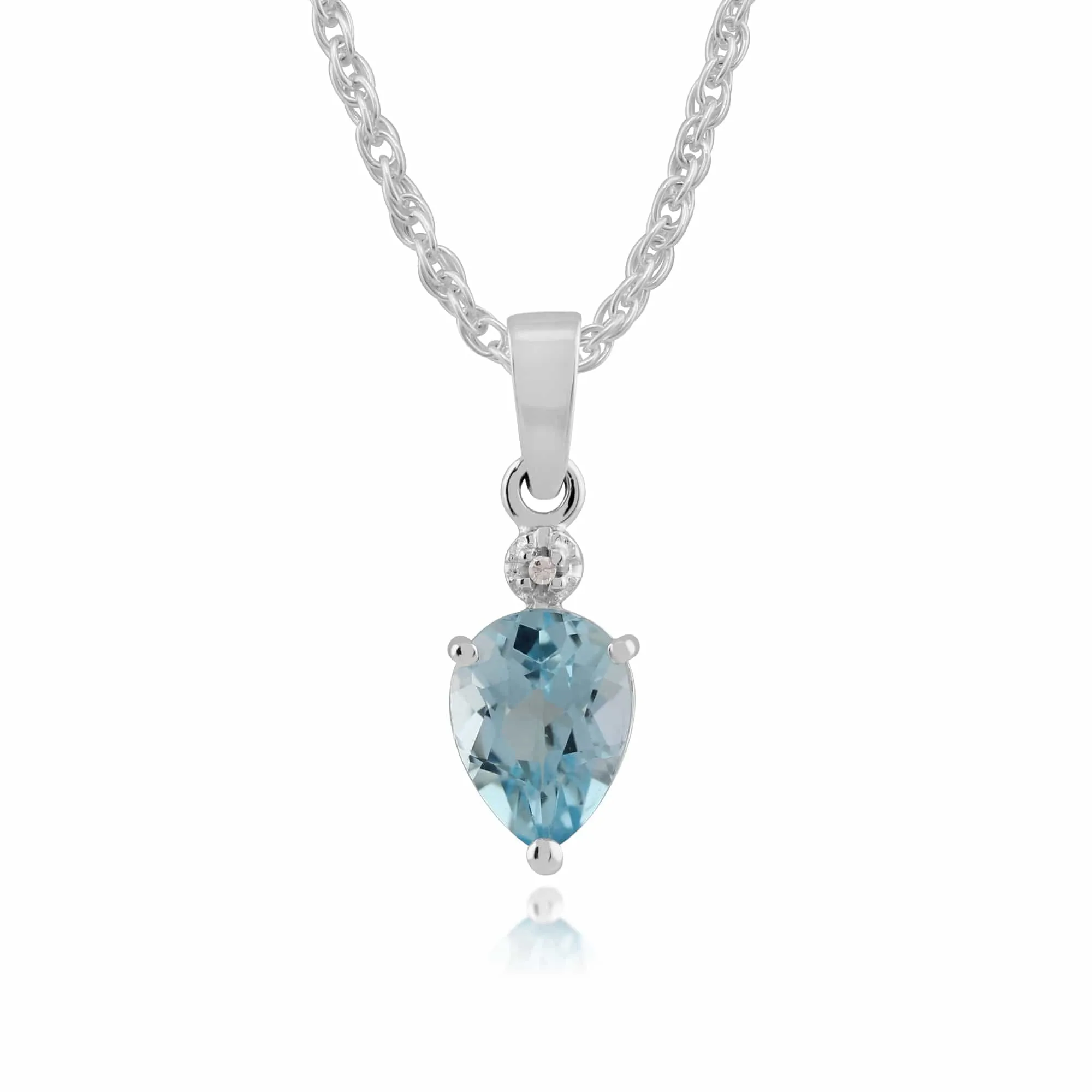 Gemondo 9ct White Gold 1.22ct Blue Topaz & Diamond Pendant on 45cm Chain sold by Gemondo Jewellery