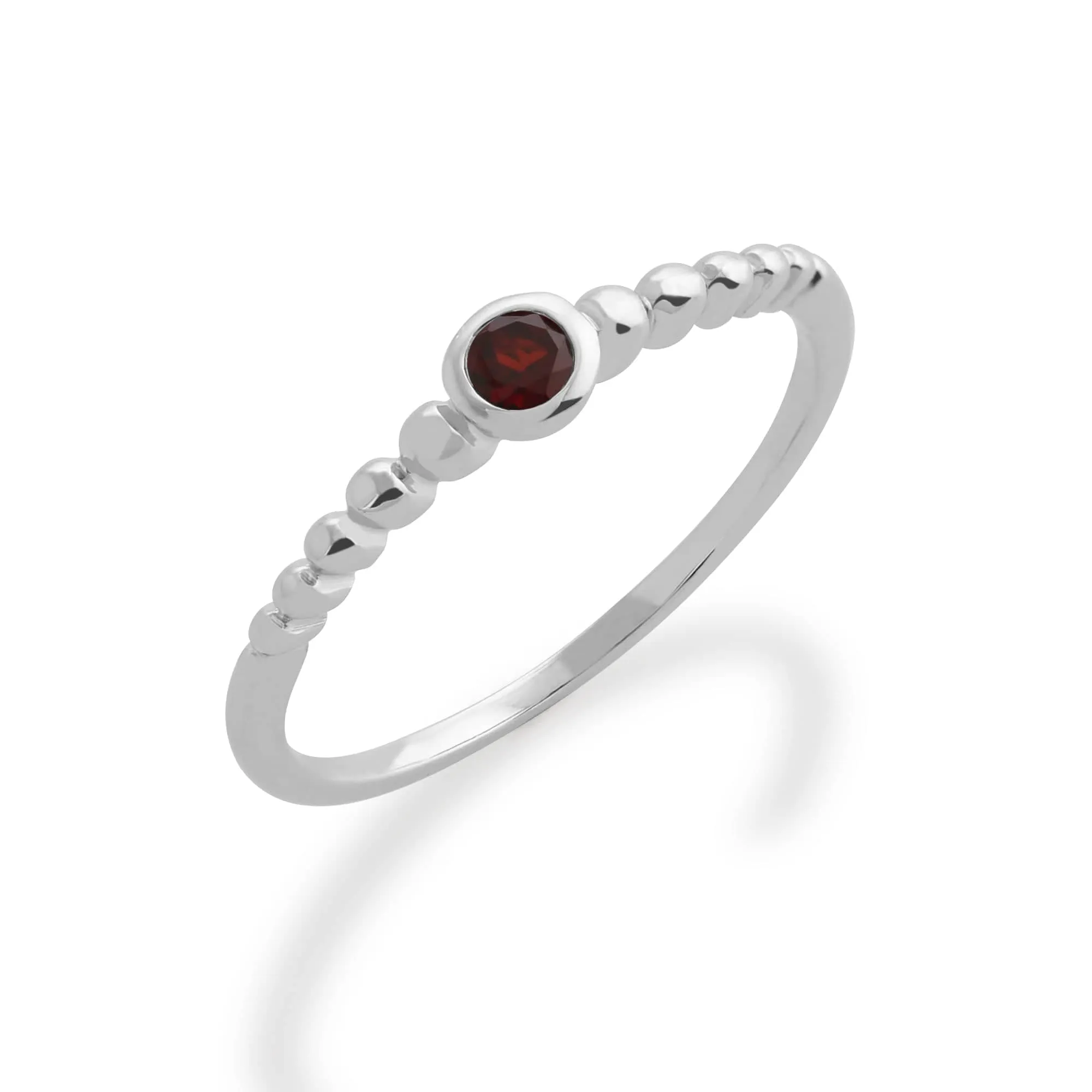 Essential Round Garnet Bezel Set Stack Ring in 925 Sterling Silver sold by Gemondo Jewellery