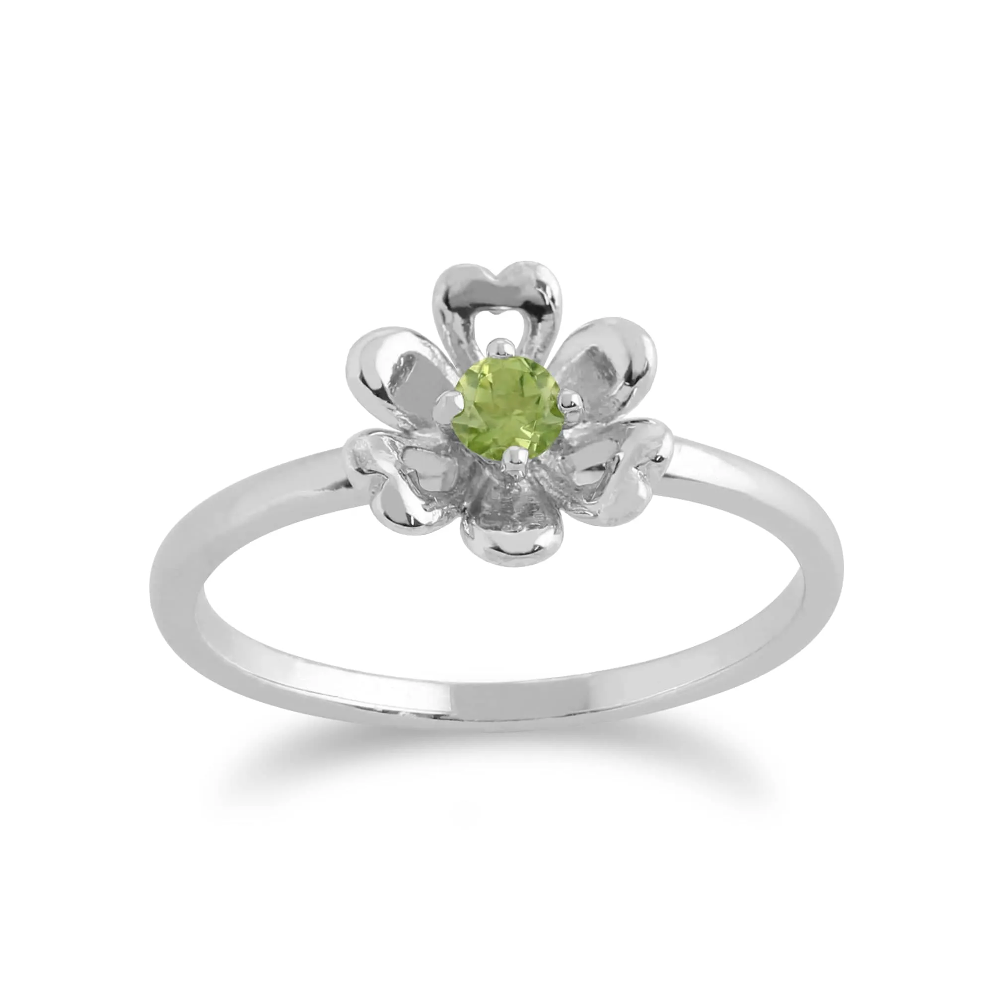 Floral Round Peridot Daisy Flower Pendant & Ring Set in 925 Sterling Silver sold by Gemondo Jewellery product image thumbnail 2