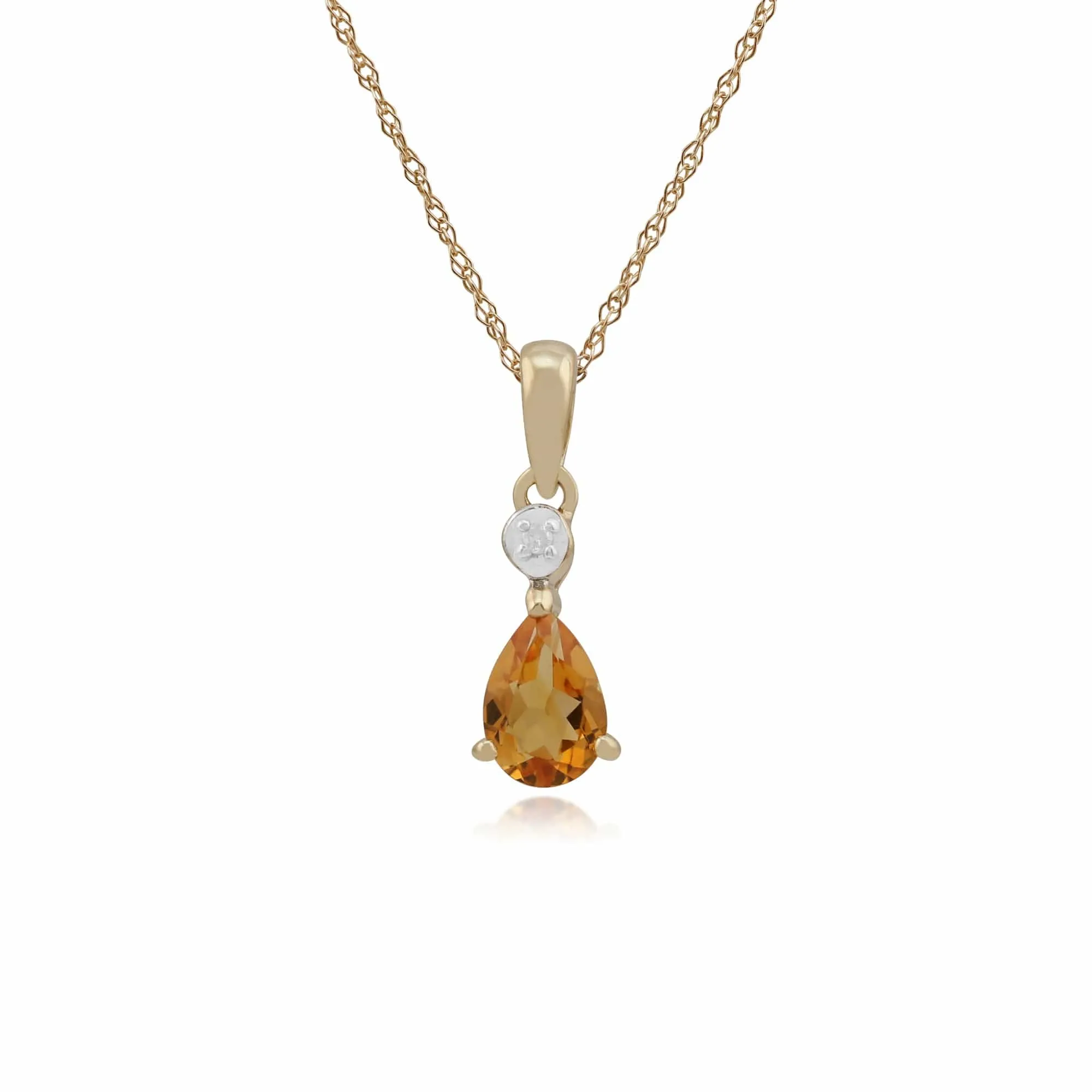 Classic Pear Citrine & Diamond Pendant in 9ct Yellow Gold sold by Gemondo Jewellery
