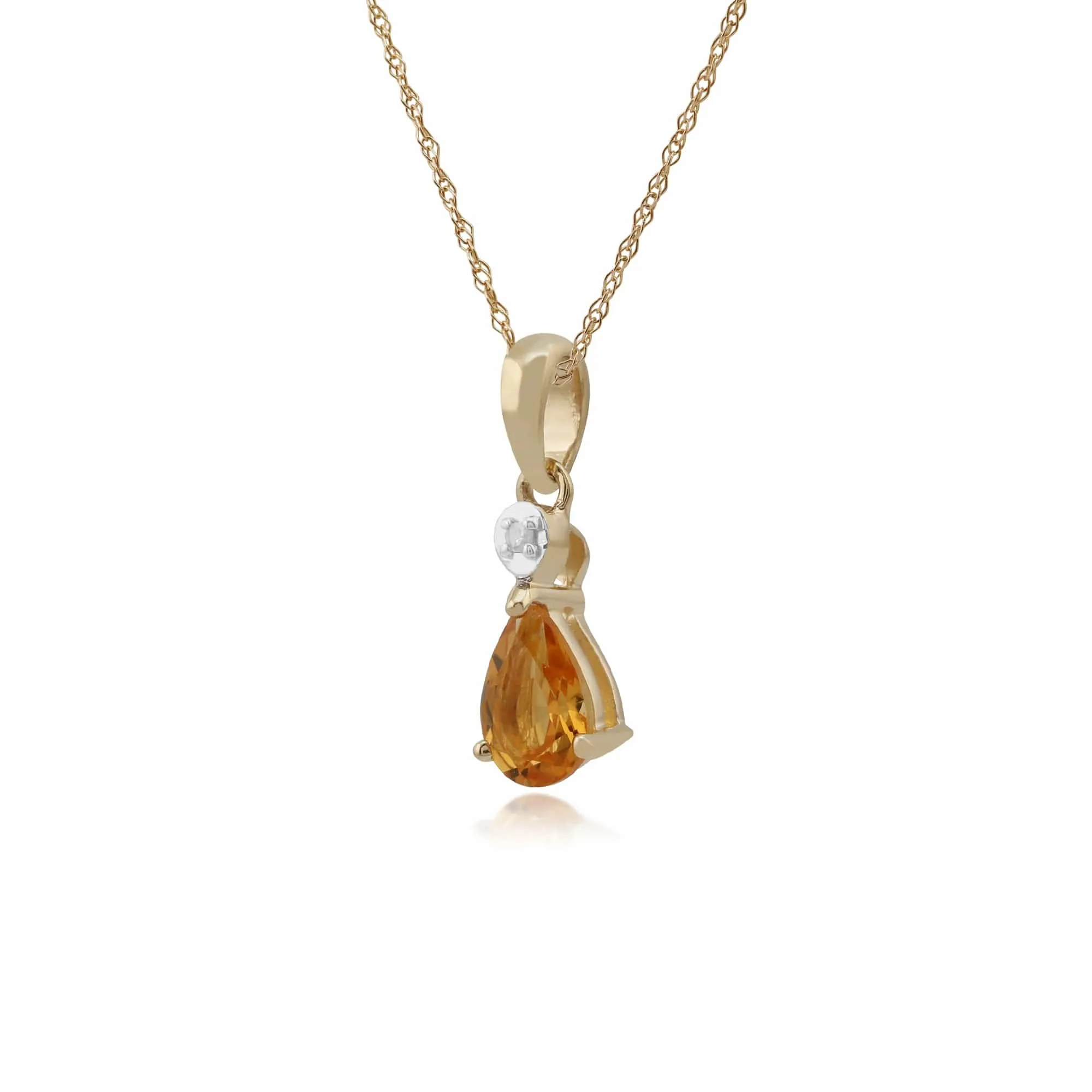 Classic Pear Citrine & Diamond Pendant in 9ct Yellow Gold sold by Gemondo Jewellery product image thumbnail 2