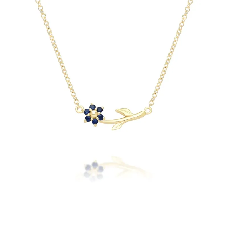 Floral Vine Sapphire Necklace in 9ct Yellow Gold made by Gemondo Jewellery