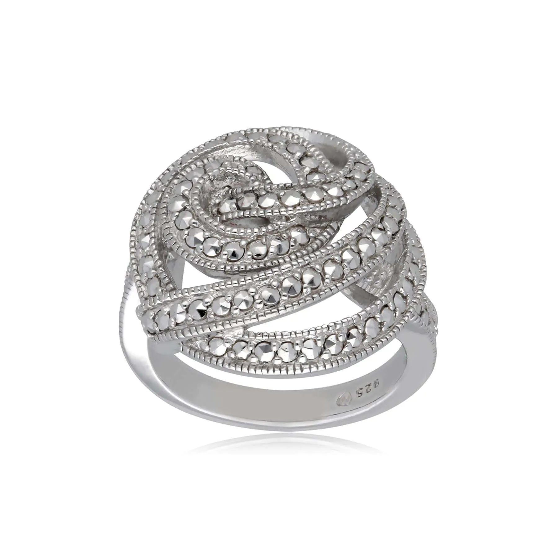 Marcasite Statement Spiral Cocktail Ring in Sterling Silver sold by Gemondo Jewellery product image thumbnail 4