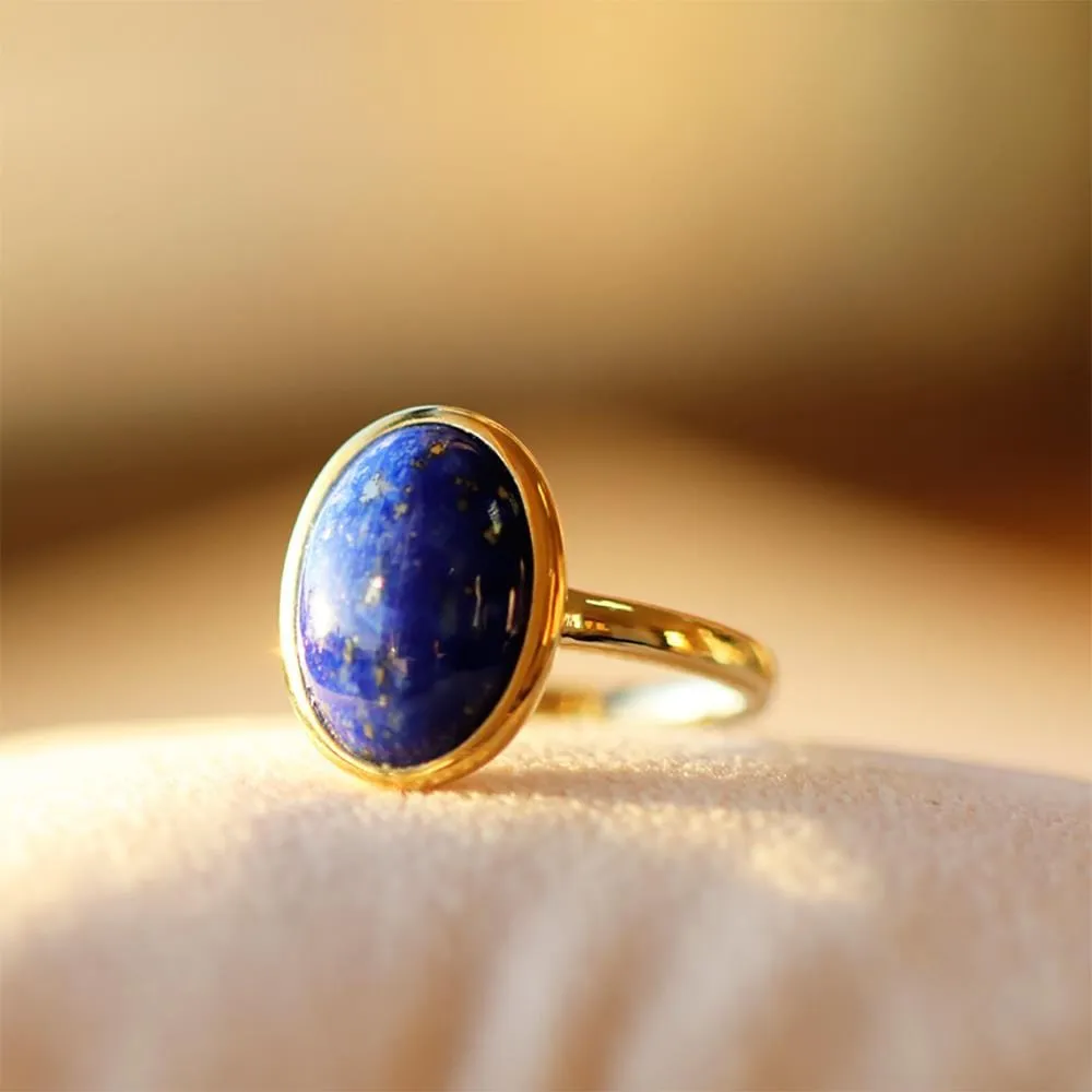 Statement Oval Lapis Lazuli Ring in 9ct Yellow Gold sold by Gemondo Jewellery product image thumbnail 2
