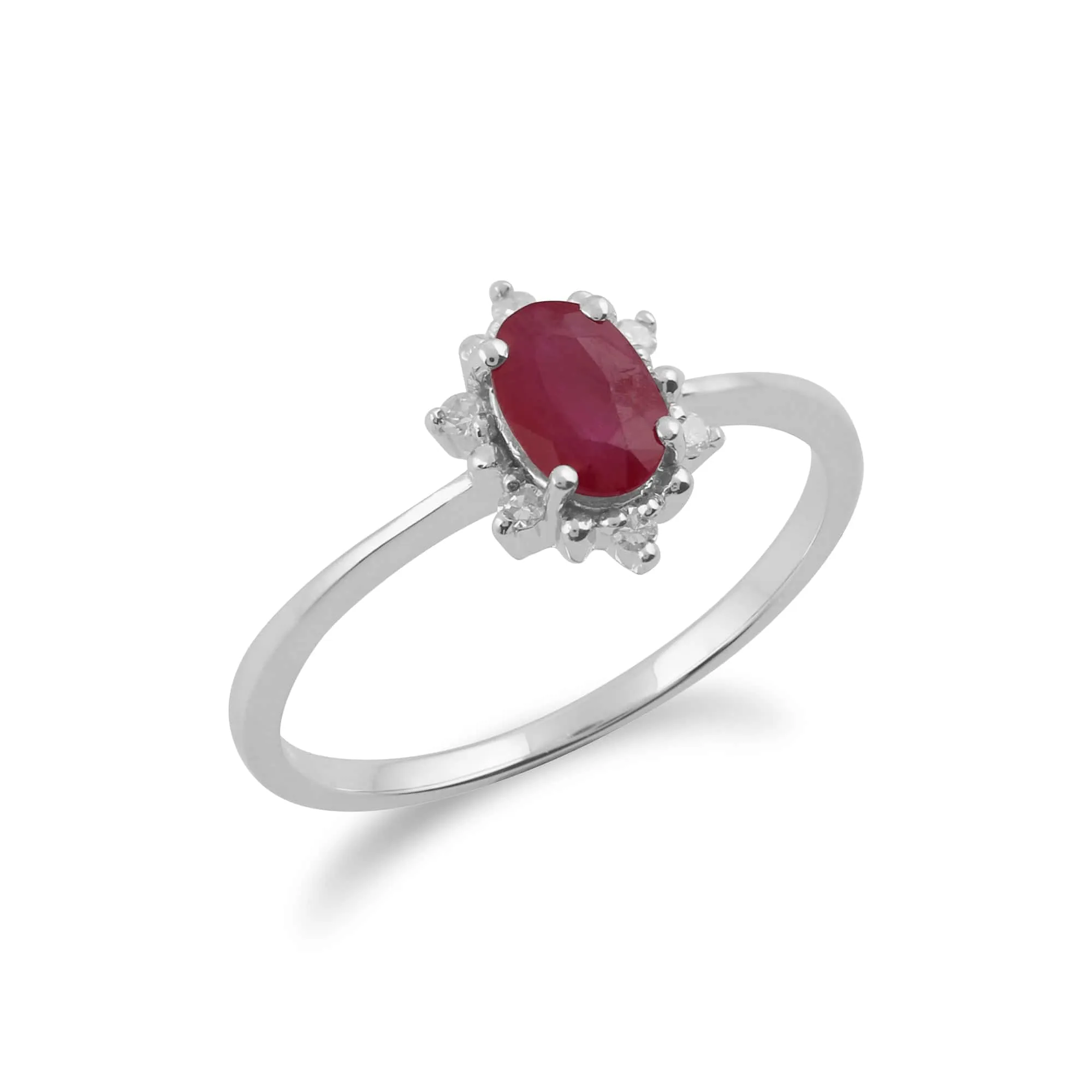 Gemondo 9ct White Gold 0.63ct Ruby & Diamond Oval Cluster Ring sold by Gemondo Jewellery product image thumbnail 2