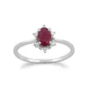 Gemondo 9ct White Gold 0.63ct Ruby & Diamond Oval Cluster Ring sold by Gemondo Jewellery