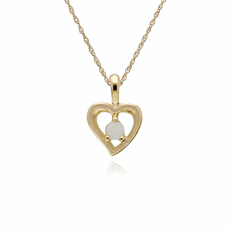 Gemondo 9ct Yellow Gold Opal Single Stone Heart 45cm Necklace sold by Gemondo Jewellery