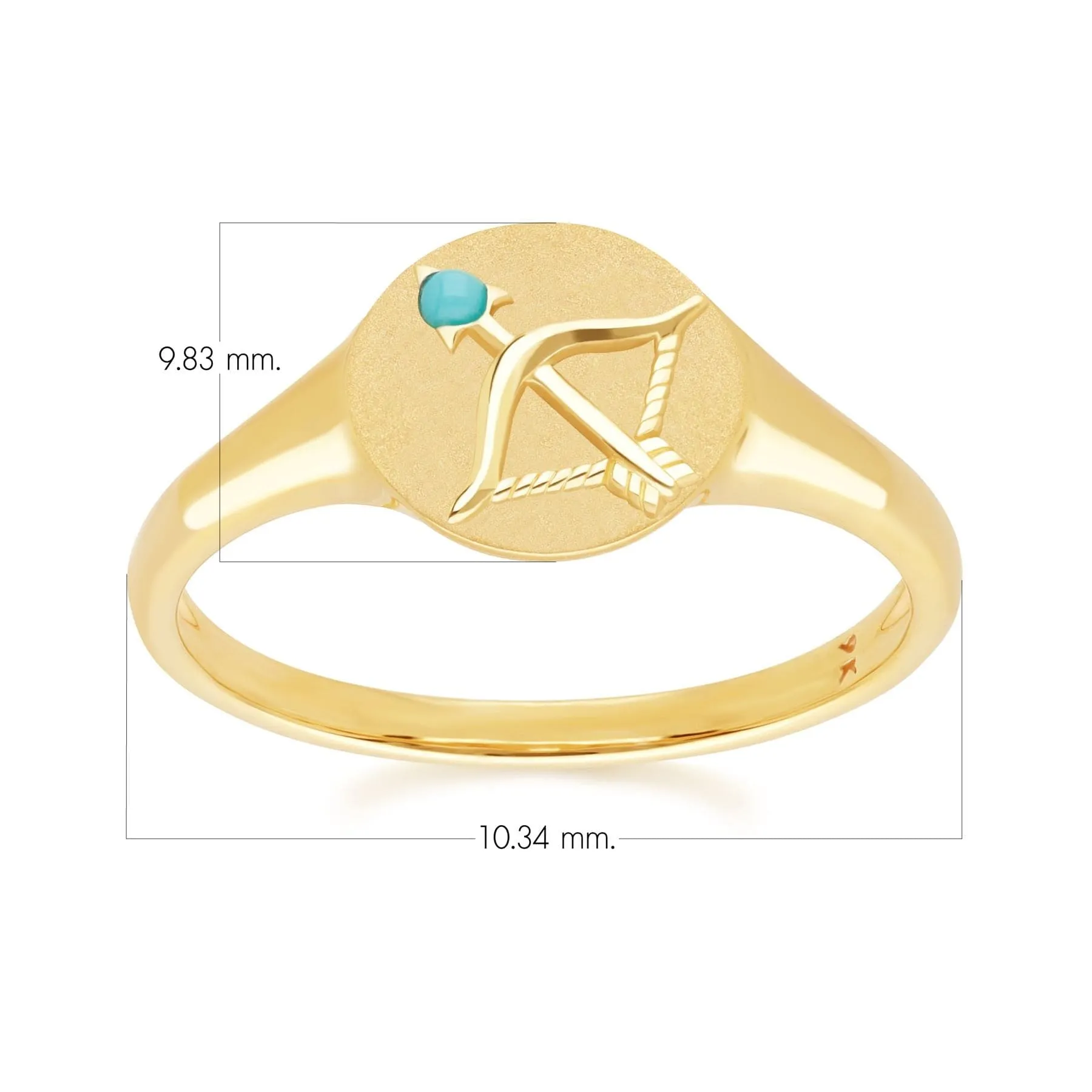 Zodiac turquoise Sagittarius Signet Ring In 9ct Yellow Gold sold by Gemondo Jewellery product image thumbnail 4