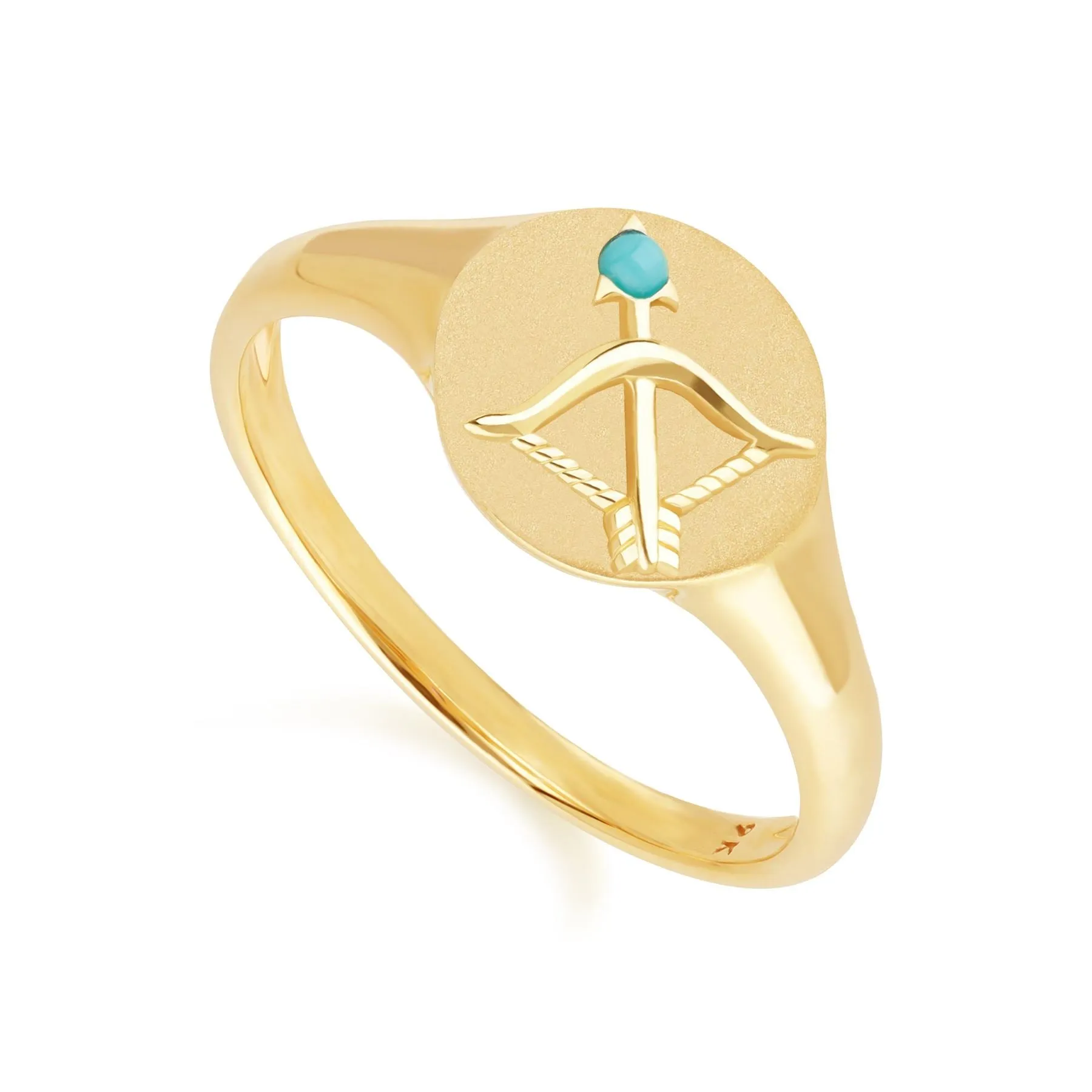 Zodiac turquoise Sagittarius Signet Ring In 9ct Yellow Gold sold by Gemondo Jewellery product image thumbnail 3
