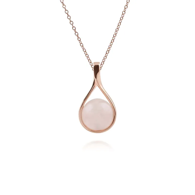 Kosmos Rose Quartz Ball Shaped Pendant in Rose Gold Plated Sterling Silver sold by Gemondo Jewellery