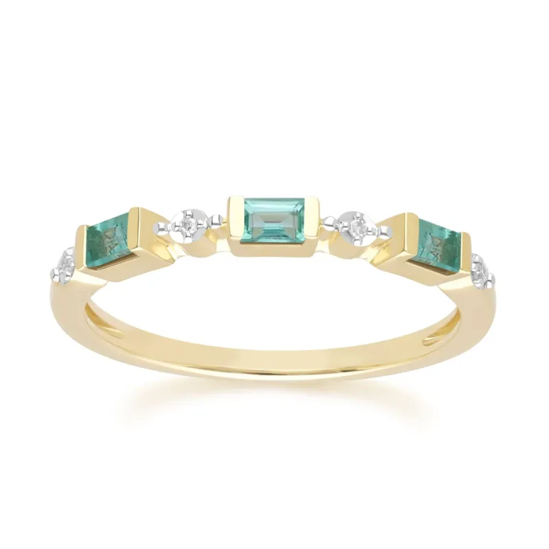 Classic Baguette Emerald & Diamond Eternity Ring in 9ct Yellow Gold sold by Gemondo Jewellery