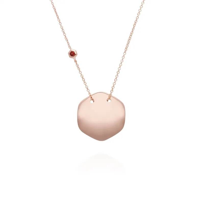 Garnet Engravable Necklace in Rose Gold Plated Sterling Silver sold by Gemondo Jewellery