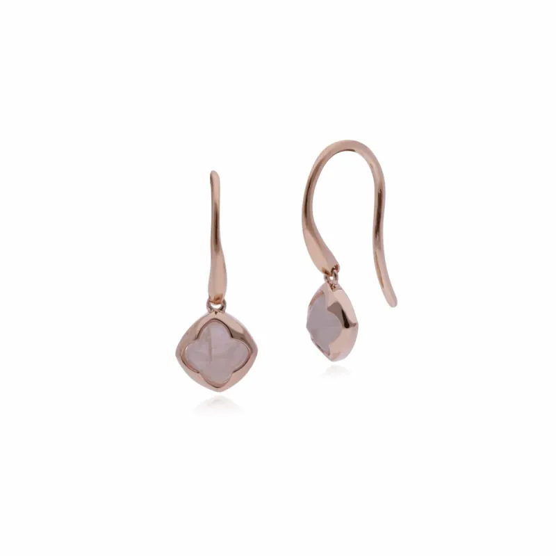 Gemondo Rose Plated Sterling Silver Cushion Rose Quartz Small Drop Earrings sold by Gemondo Jewellery