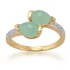 Gemondo Gold Plated Sterling Silver 1.34ct Jade & 3pt Diamond Two Stone Ring sold by Gemondo Jewellery