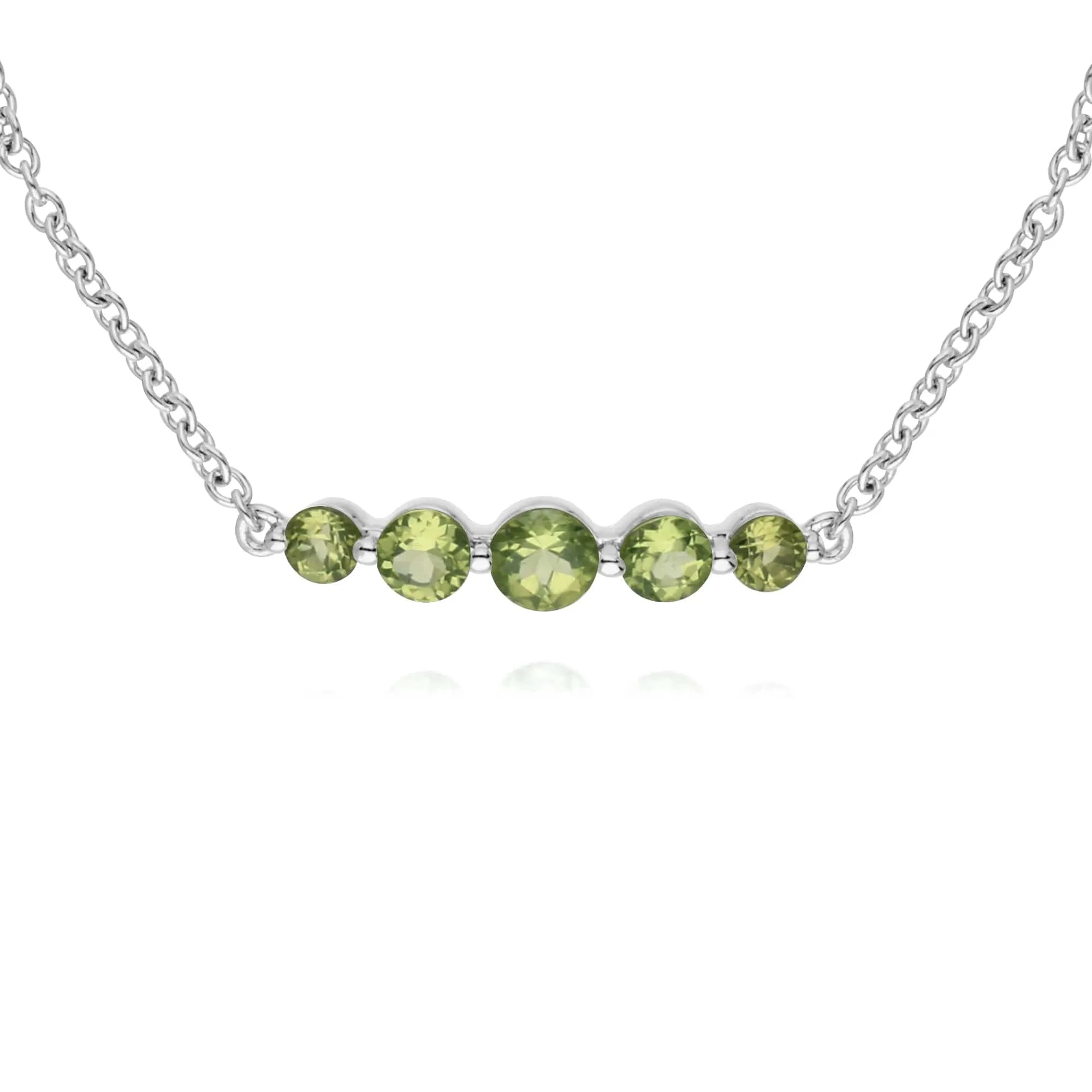 Classic Round Peridot Five Stone Bracelet & Ring Set in 925 Sterling Silver sold by Gemondo Jewellery product image thumbnail 2