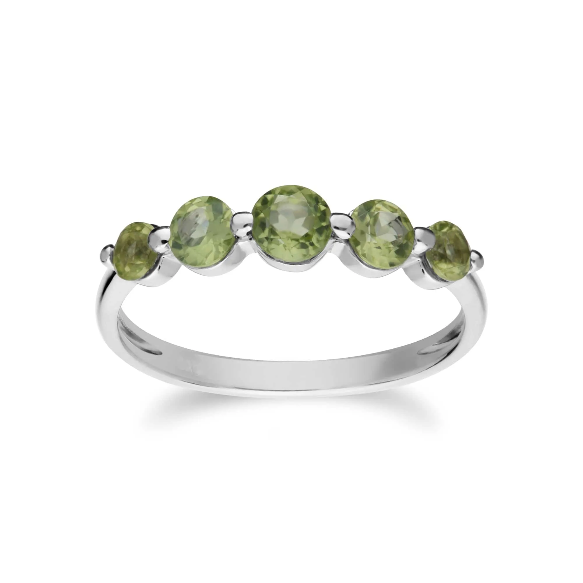 Classic Round Peridot Five Stone Bracelet & Ring Set in 925 Sterling Silver sold by Gemondo Jewellery product image thumbnail 3