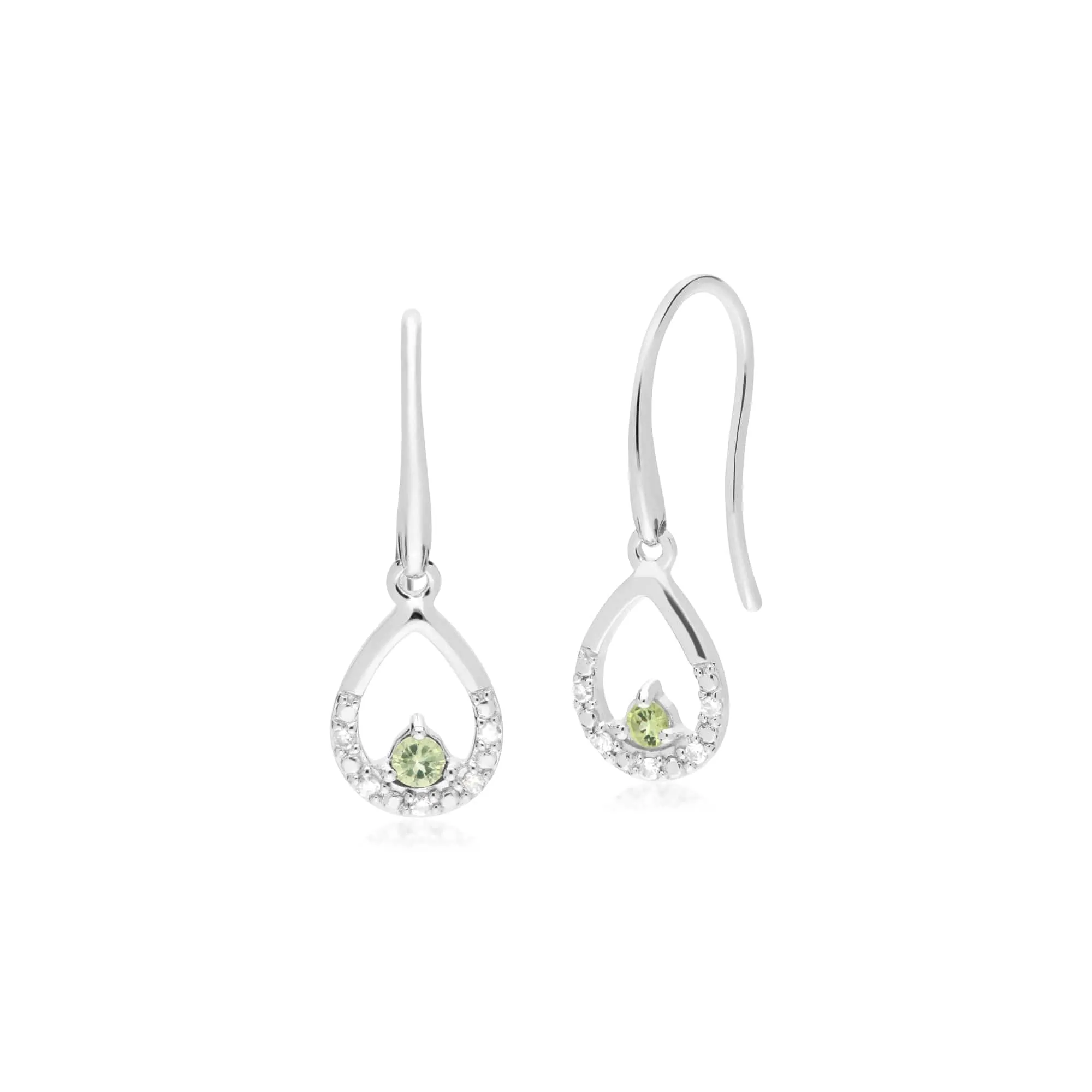 Classic Round Peridot & Diamond Tear Drop Earrings & Pendant Set in 9ct White Gold sold by Gemondo Jewellery product image thumbnail 2