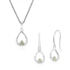 Classic Round Peridot & Diamond Tear Drop Earrings & Pendant Set in 9ct White Gold sold by Gemondo Jewellery