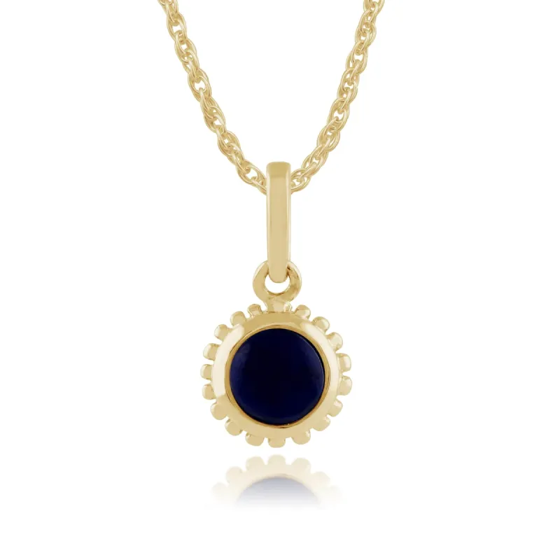 Classic Round Lapis Lazuli Pendant in 9ct Yellow Gold sold by Gemondo Jewellery