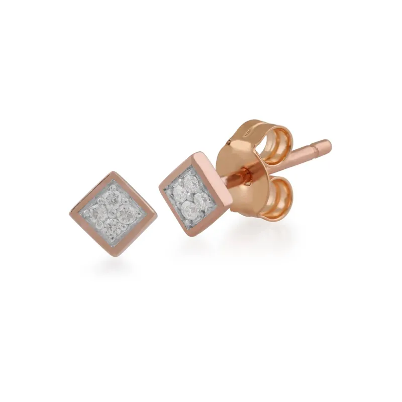 Gemondo 9ct Rose Gold 3pt Diamond Square Stud Earrings sold by Gemondo Jewellery