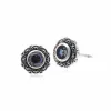 Sterling Silver Mystic Green Topaz & Marcasite Art Nouveau Stud Floral Earrings sold by Gemondo Jewellery