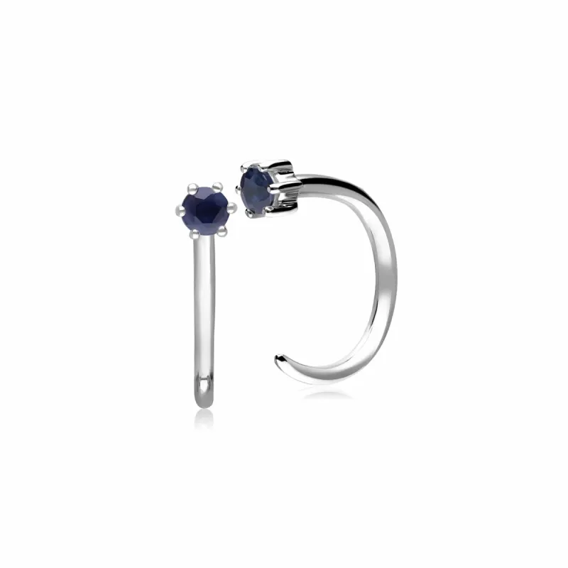 Sapphire Pull Through Hoop Earrings in 9ct White Gold sold by Gemondo Jewellery