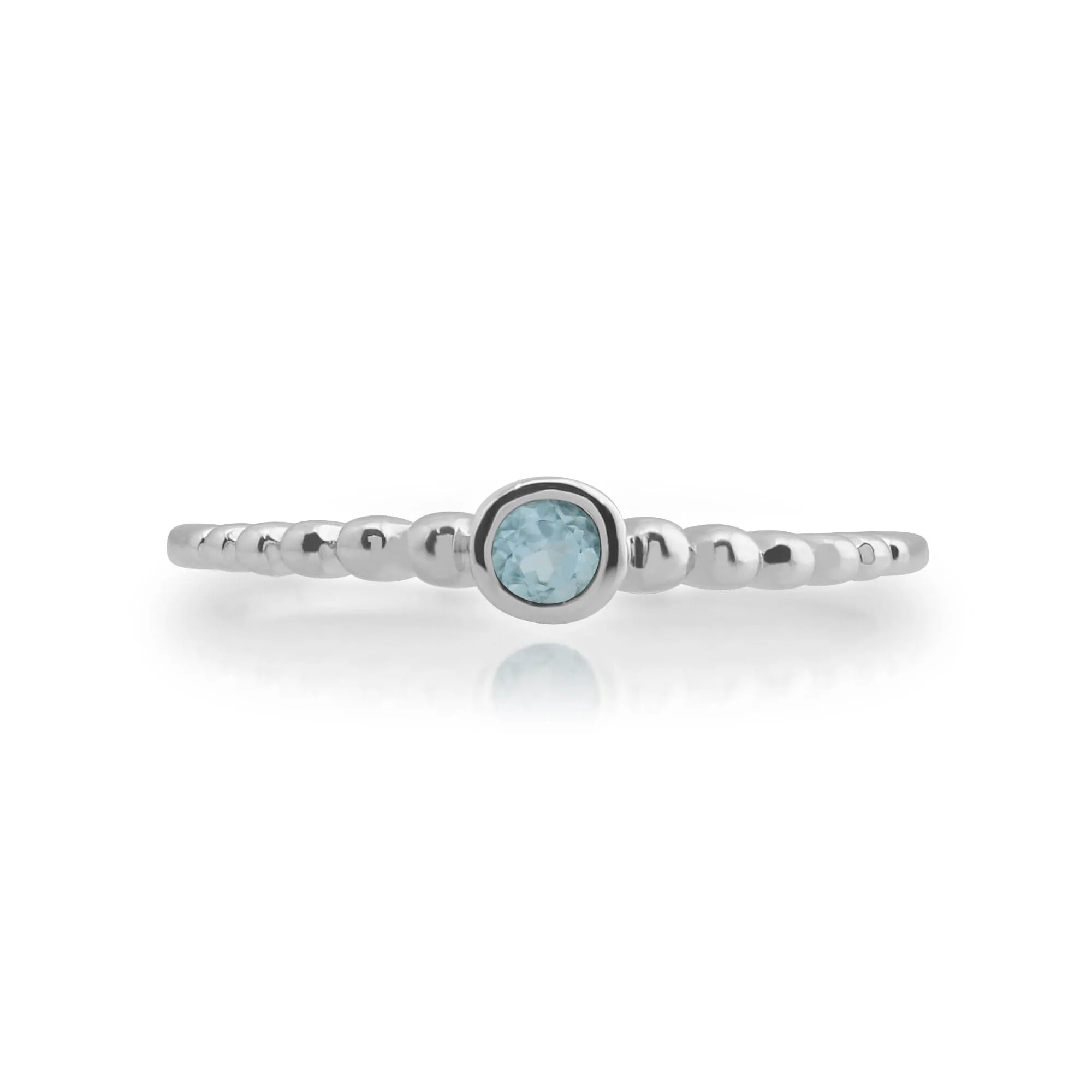 Essential Round Aquamarine Bezel Set Stack Ring in 925 Sterling Silver sold by Gemondo Jewellery product image thumbnail 2