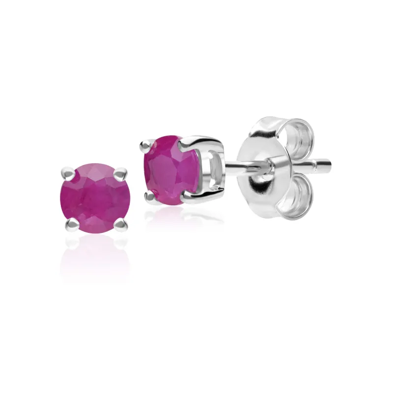 Classic Round Ruby Stud Earrings in 9ct White Gold 3.5mm sold by Gemondo Jewellery