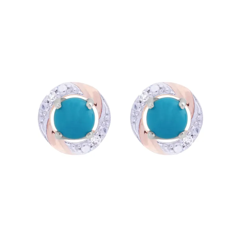 Classic Round Turquoise Stud Earrings with Detachable Diamond Round Earrings Jacket Set in 9ct White Gold sold by Gemondo Jewellery
