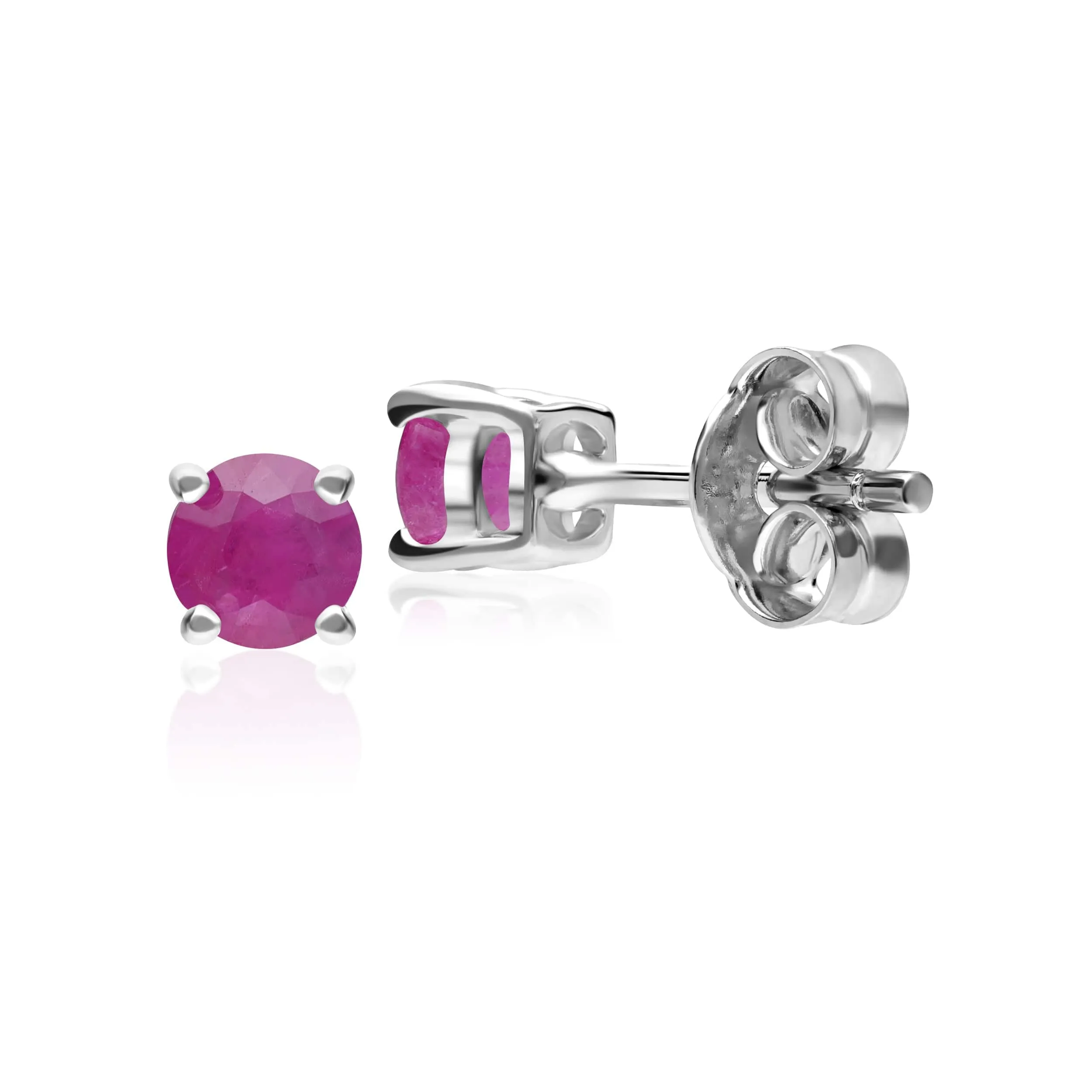 Classic Round Ruby Stud Earrings in 9ct White Gold 3.5mm sold by Gemondo Jewellery product image thumbnail 2