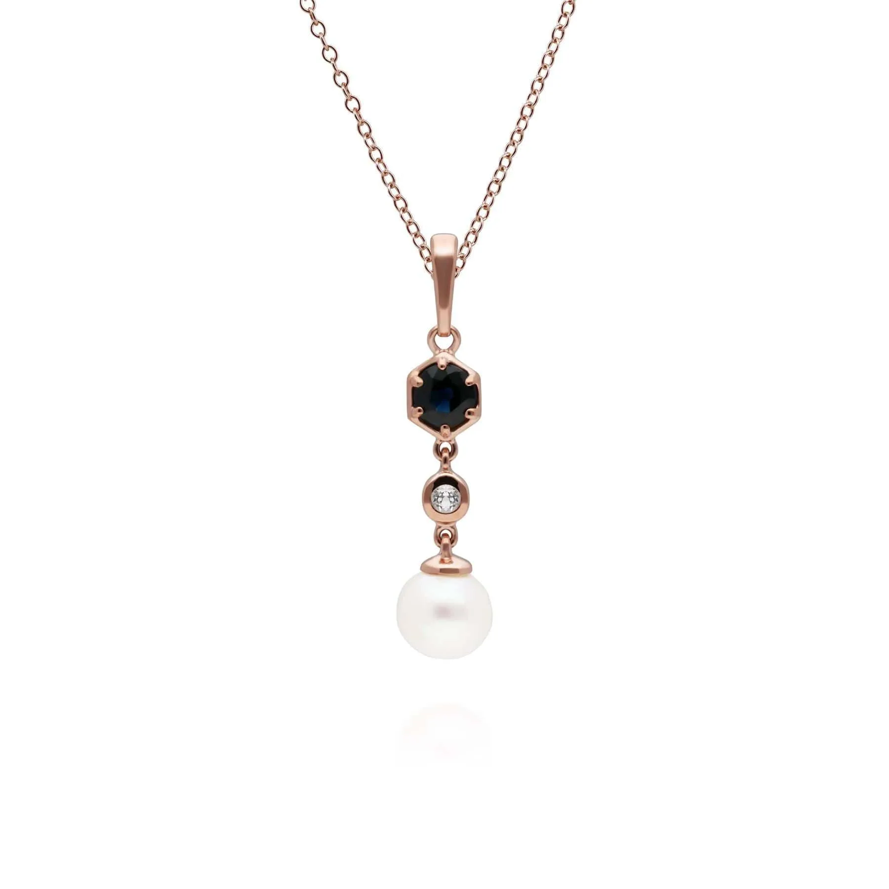 Modern Pearl, Sapphire & Topaz Ring & Pendant Rose Gold Plated Set sold by Gemondo Jewellery product image thumbnail 2