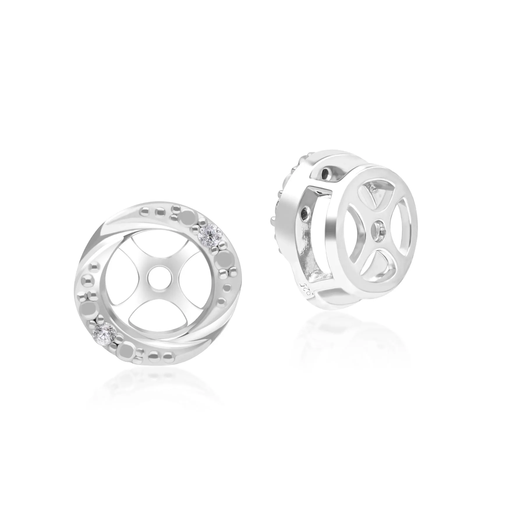 Classic Halo Diamond Swirl Ear Jacket Earrings in 9ct White Gold sold by Gemondo Jewellery product image thumbnail 2