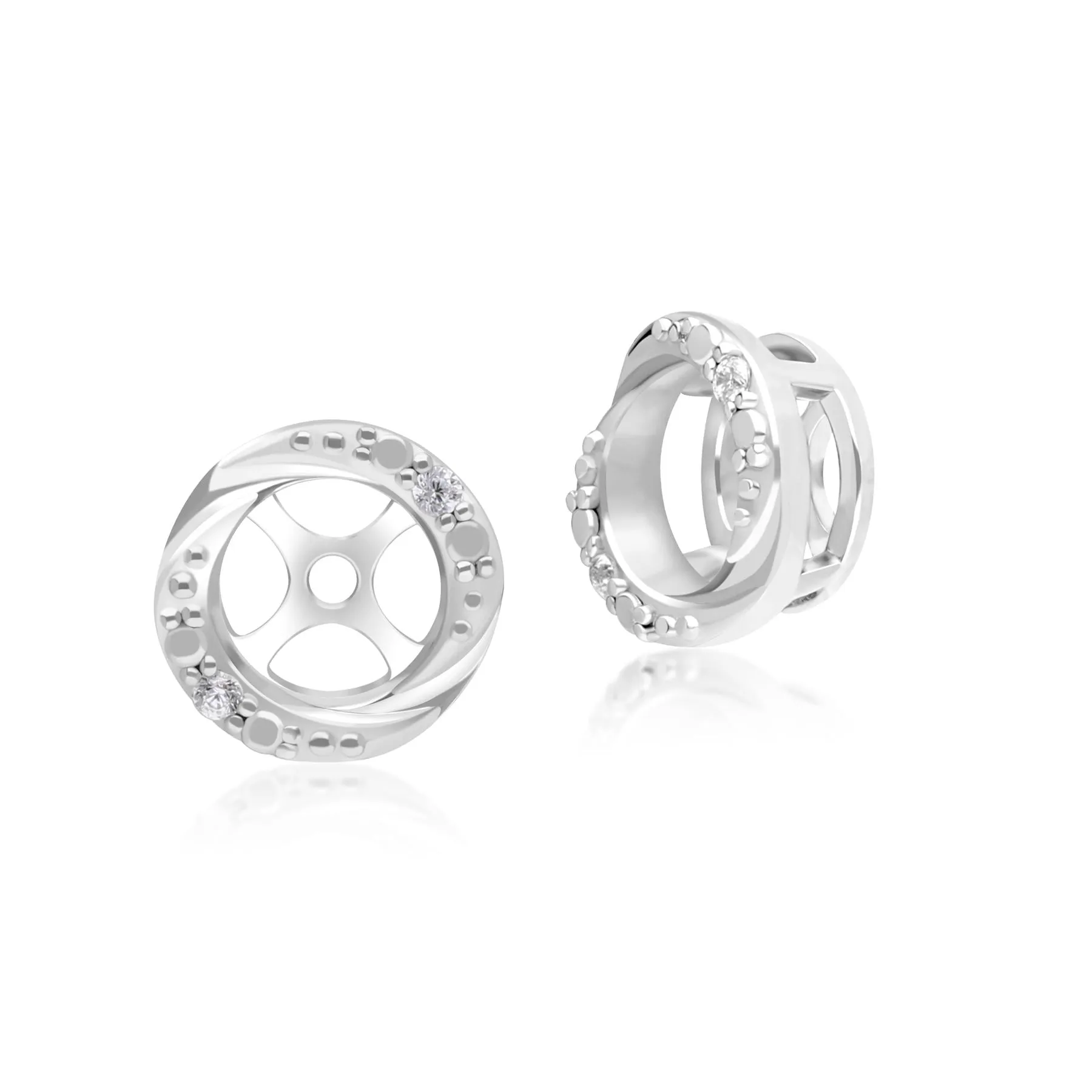 Classic Halo Diamond Swirl Ear Jacket Earrings in 9ct White Gold sold by Gemondo Jewellery