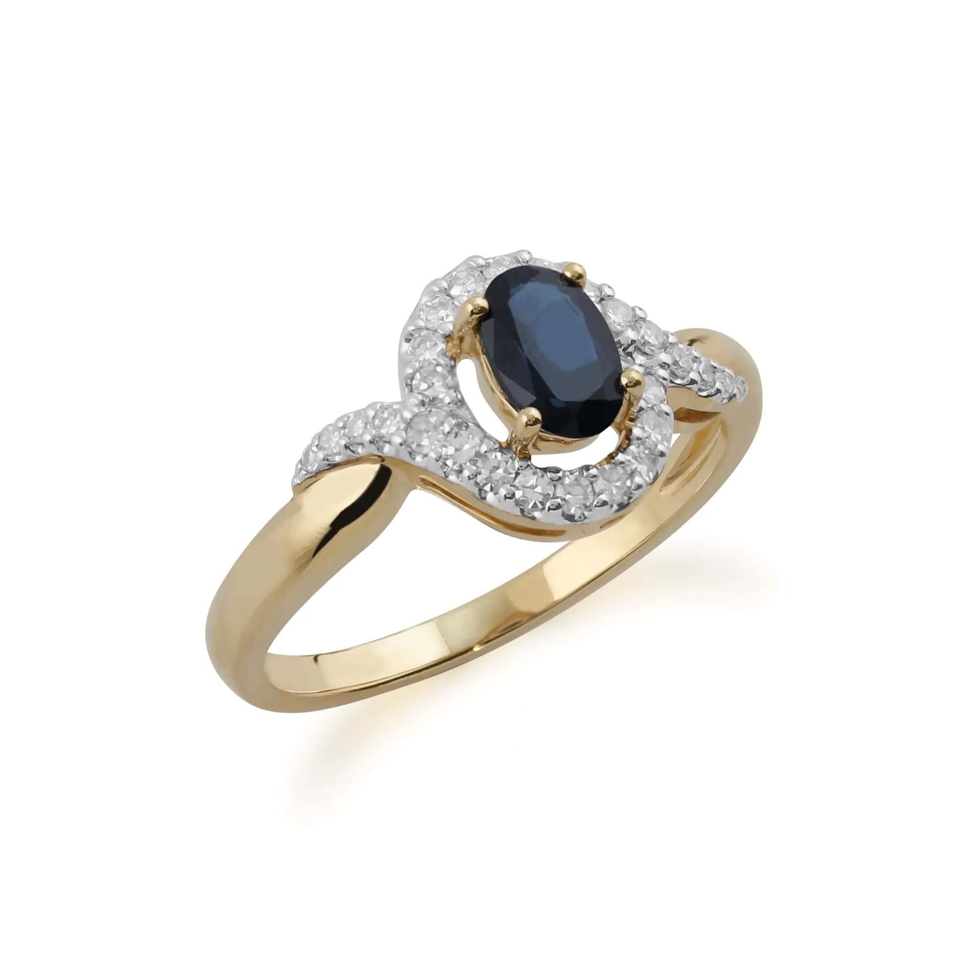 Classic Oval Sapphire & Diamond Ring in 9ct Yellow Gold sold by Gemondo Jewellery product image thumbnail 2