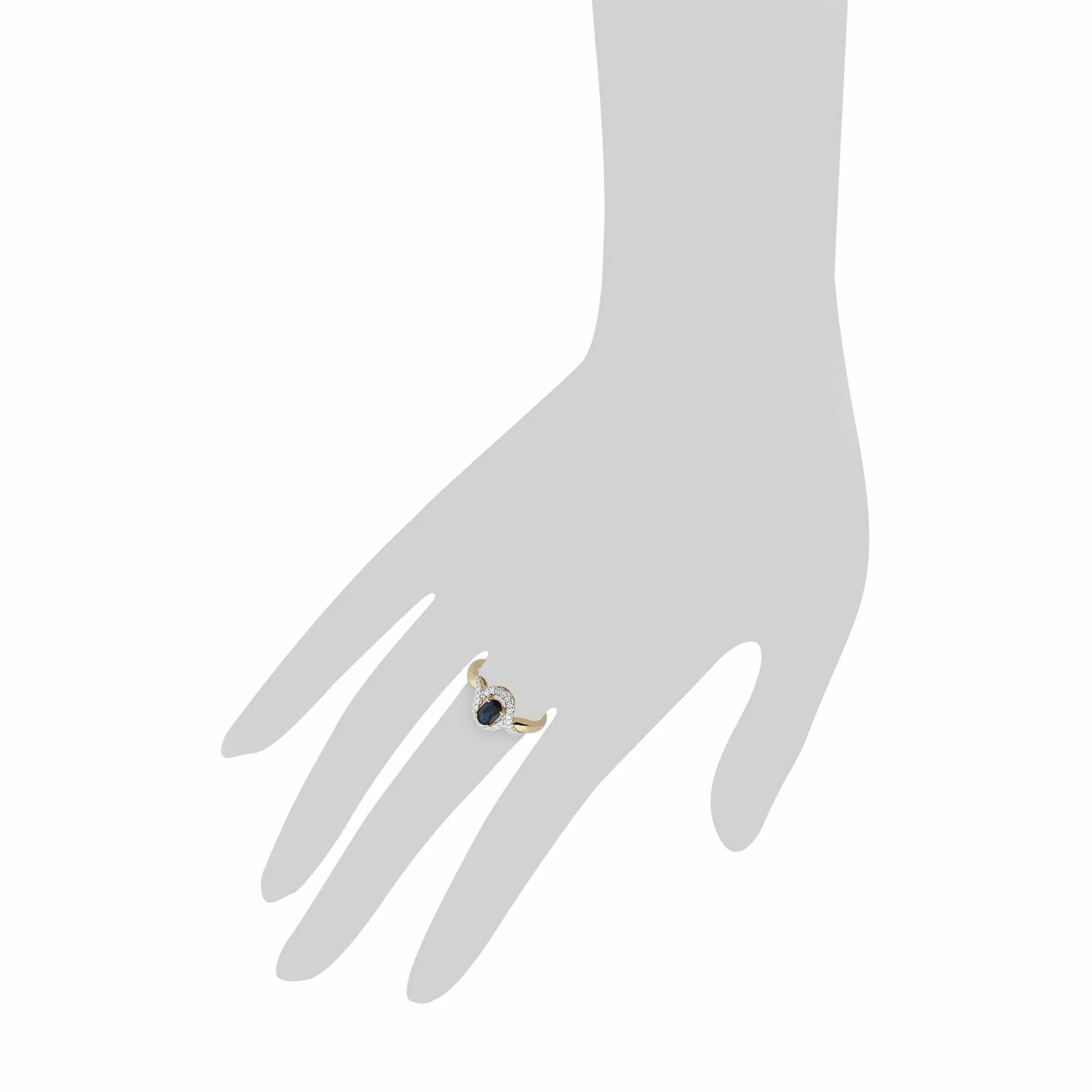 Classic Oval Sapphire & Diamond Ring in 9ct Yellow Gold sold by Gemondo Jewellery product image thumbnail 3