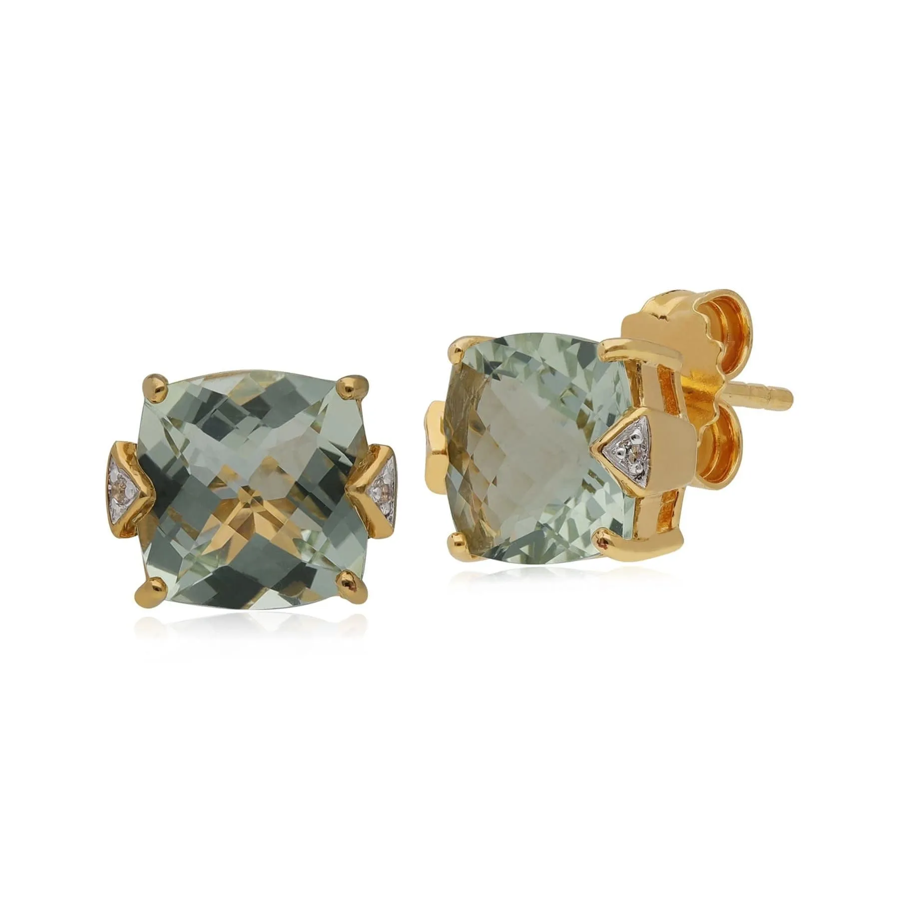 Kosmos Green Mint Quartz & Topaz Stud Earrings in Rose Gold Plated Sterling Silver sold by Gemondo Jewellery