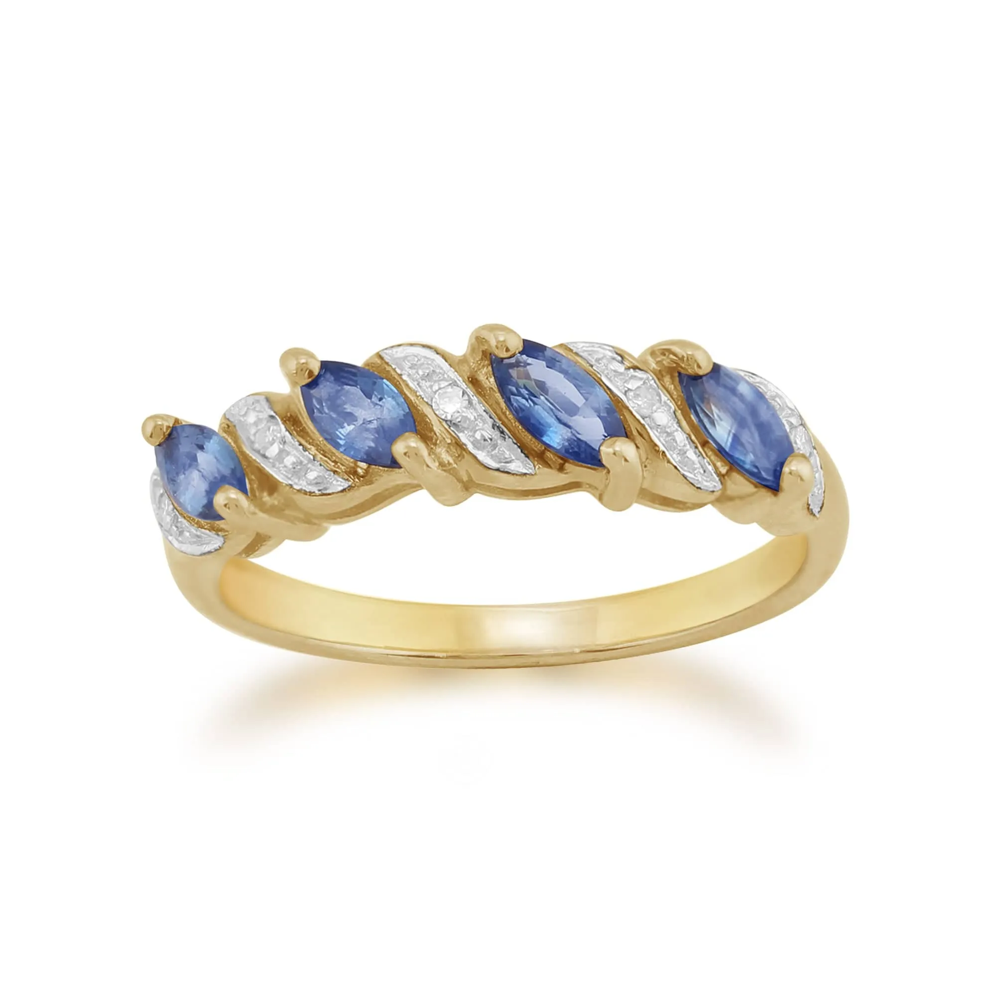 9ct Yellow Gold 0.58ct Natural Sapphire & Diamond Classic Ring sold by Gemondo Jewellery