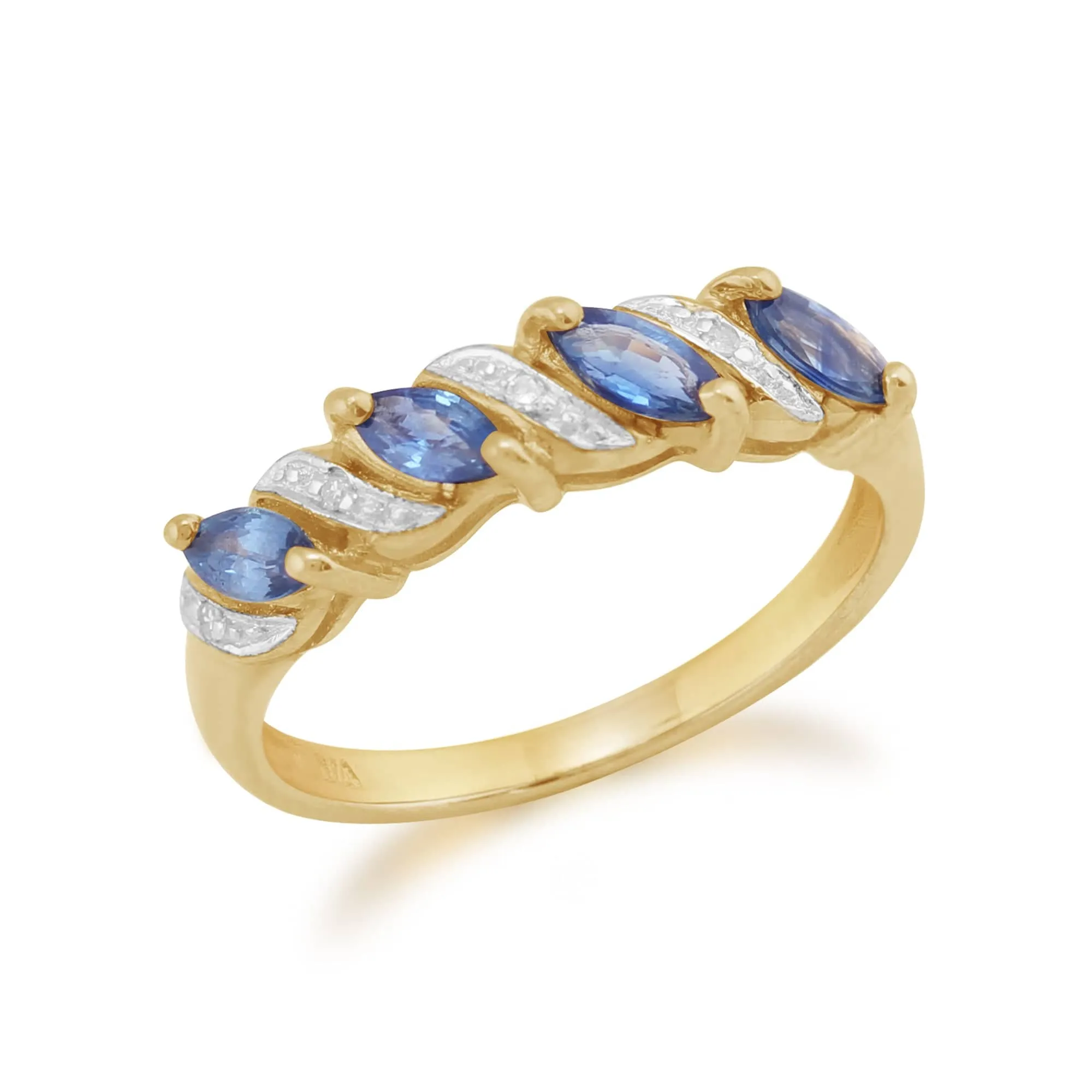 9ct Yellow Gold 0.58ct Natural Sapphire & Diamond Classic Ring sold by Gemondo Jewellery product image thumbnail 2